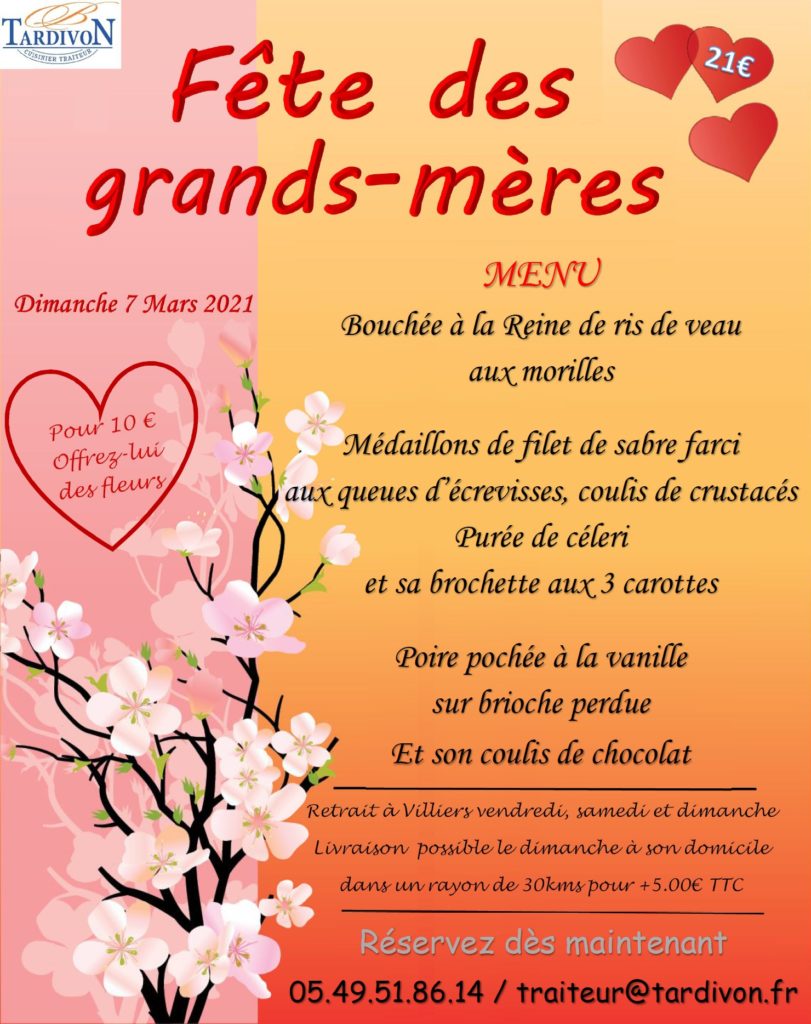 2021 Menu spécial fête des grandsmères Tardivon